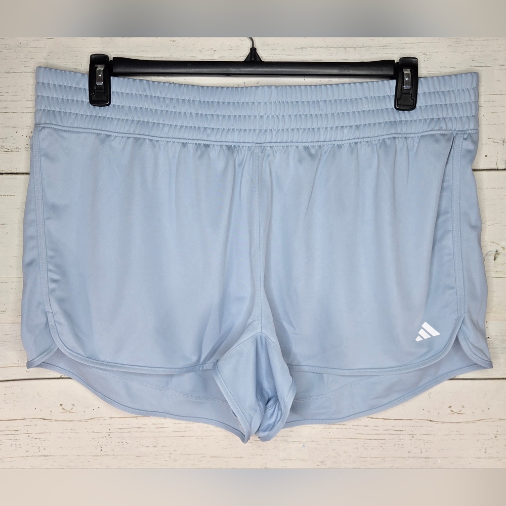 adidas Pacer Knit High Rise Training Shorts Women's Size 3X Light Blue